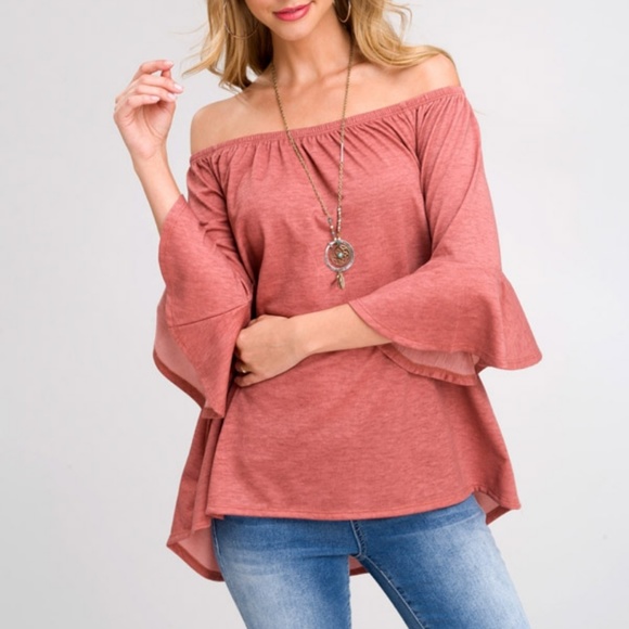 Rust Off Shoulder Top 18007 - Picture 7 of 7